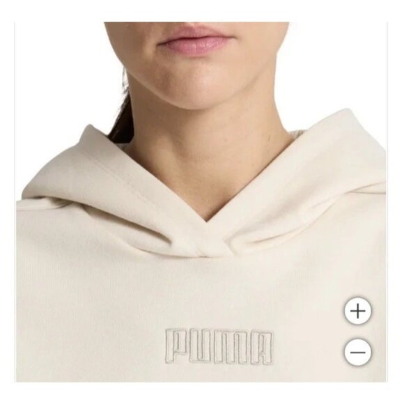 NEW Puma Women's M Fleece Hoodie Beige Pullover Sweatshirt  G1402 - Picture 3 of 13